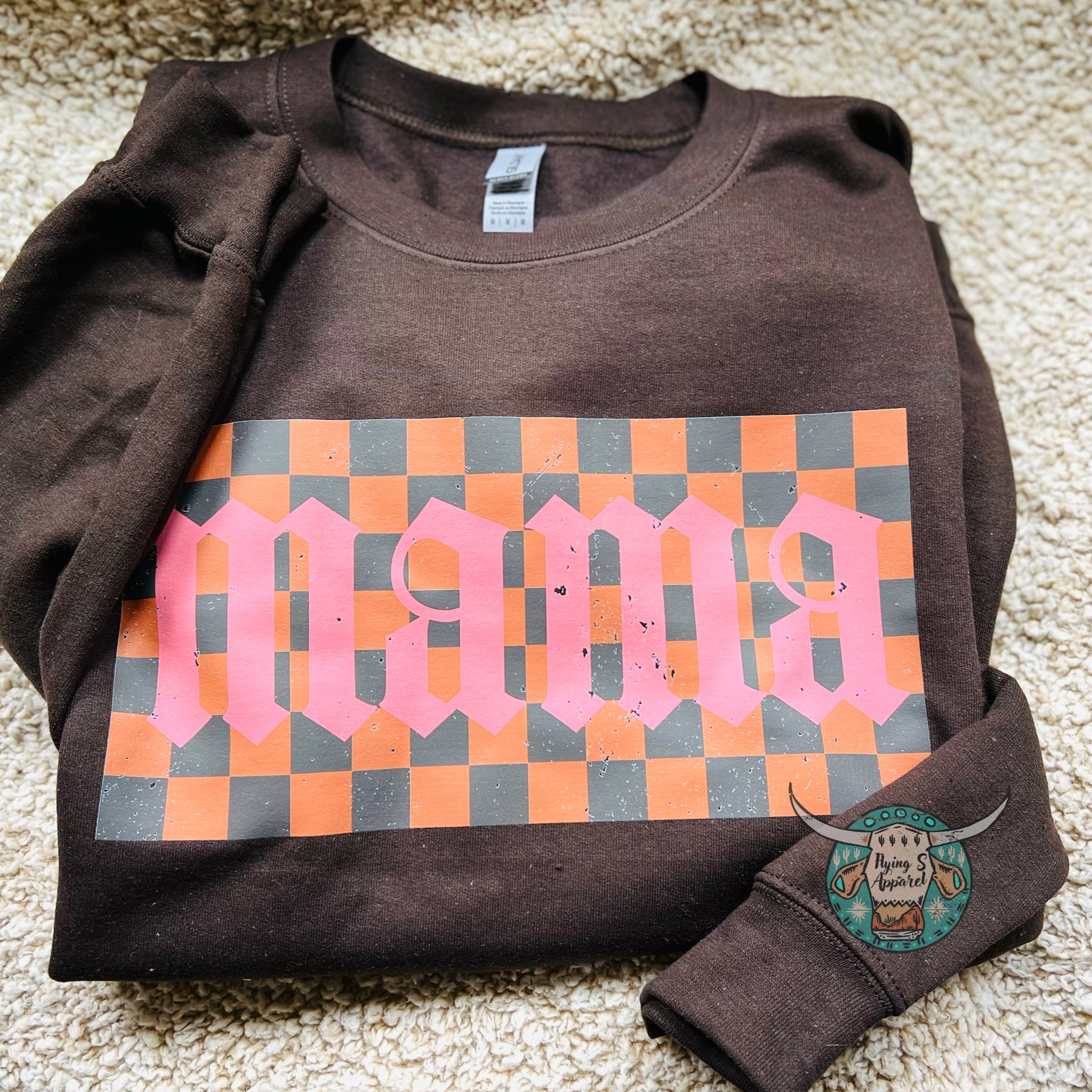 Mama checkered chocolate sweatshirt