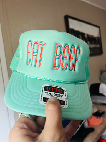 Mint eat beef trucker cap