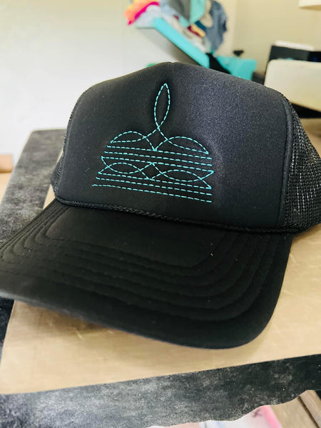 Mystery boot stitch trucker cap